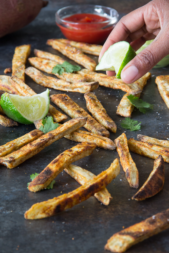 White Sweet Potato Fries (Cinnamon Cayenne!) - Champagne Tastes®