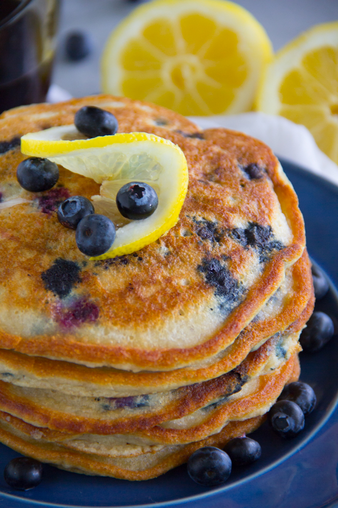 Paleo Lemon Blueberry Pancakes {Gluten Free, Grain Free} | Say Grace